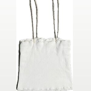 Ribbed crop top with jeweled spaghetti straps 
Never worn
